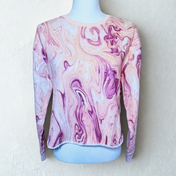 Spiritual Gangster Tops - NWT Spiritual Gangster Marble‎ Lizzy Crop Yoga Sweatshirt Women Small